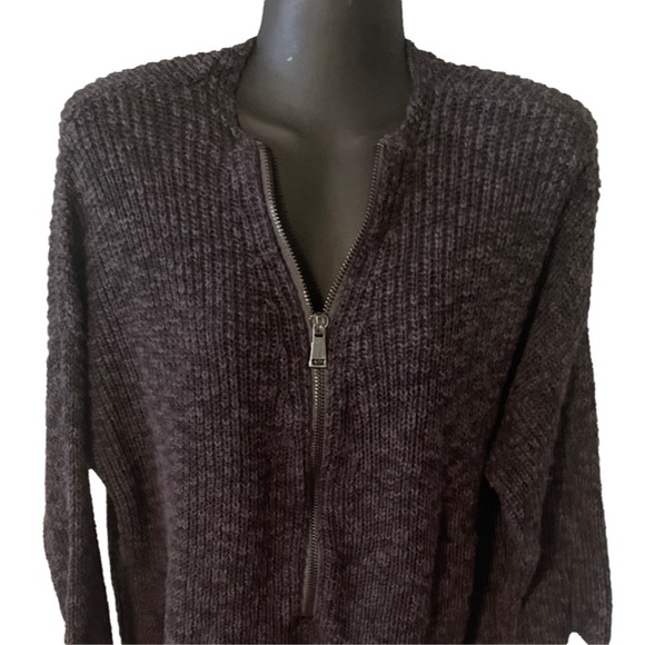 XL ABS Allen Schwartz hi-lo black 1/2 zip knit 3/4 sleeve cardigan sweater - Picture 7 of 16